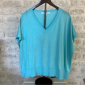 Diane von Furstenberg Honey teal oversized sleeveless sweater P / S silk DVF